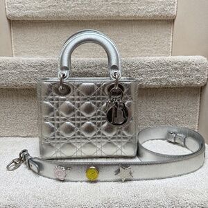 Christian Dior Lambskin Cannage Small My ABC in Silver